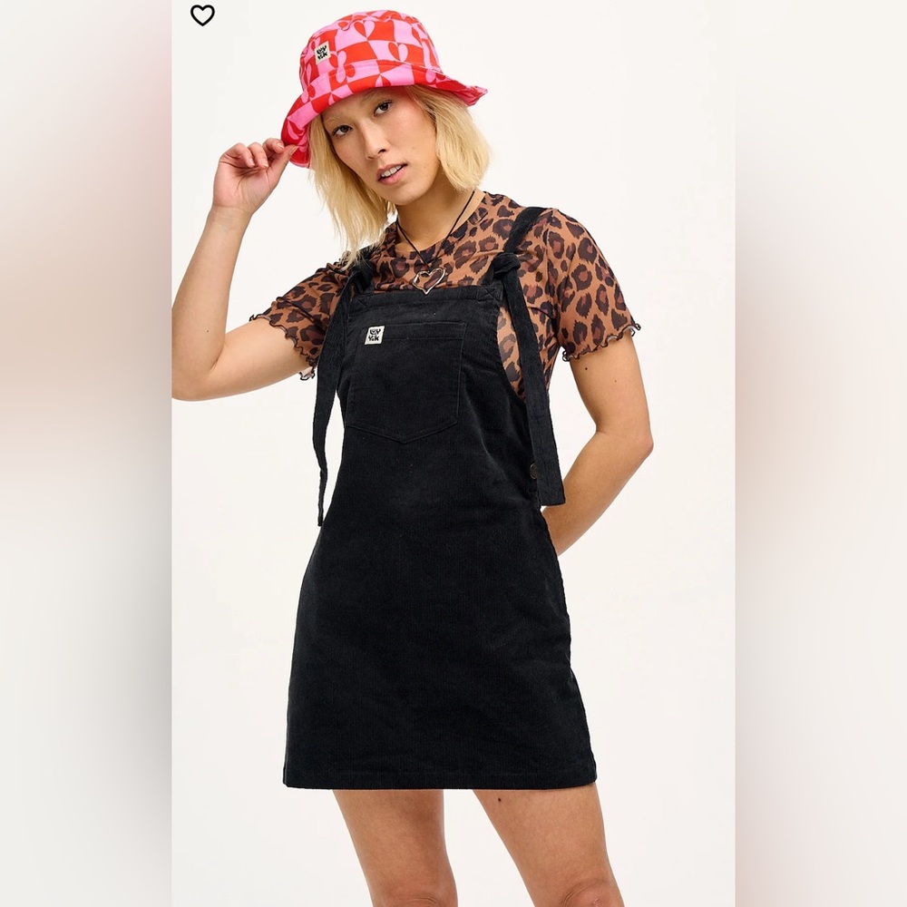 Lucy & Yak Mini Pini Corduroy Dress in Black (Size L)